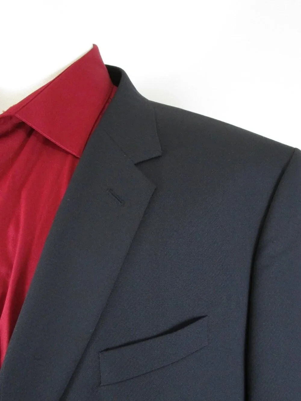 The Black Tux Mens Solid Black Wool Two Button Suit Size 50R Pants 44 X 30